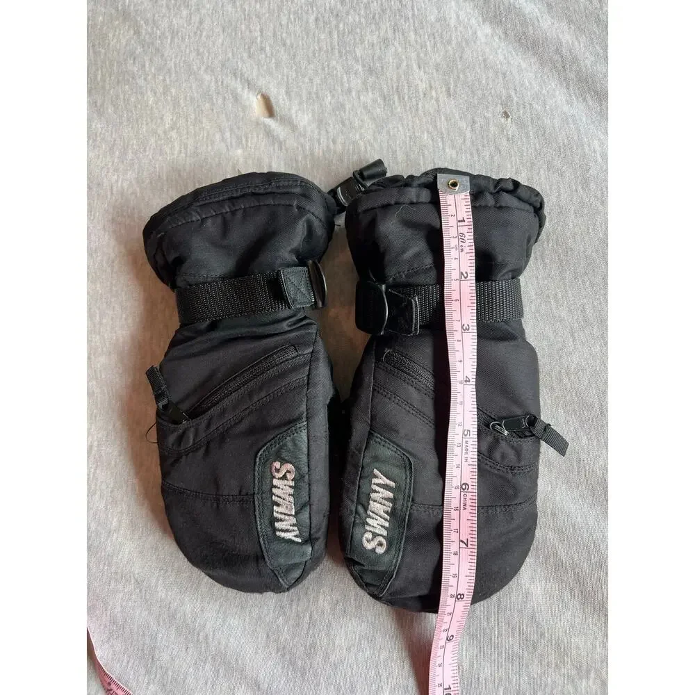 Swany Youth medium 7-8 black ski snowboard winter snow mittens warm